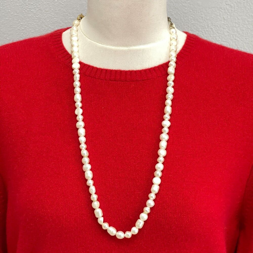 Chico's Faux Pearl White Beaded Beads Gold-tone Fashion Necklace